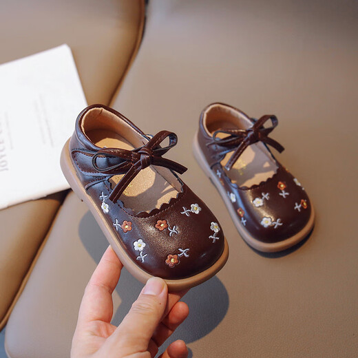 Terranis 2025 Spring New Pastoral Style Little Girls Leather Shoes Soft Sole Children's Single Shoes Baby Shoes Trendy Beige 21_Size_Inner Length 14.0cm