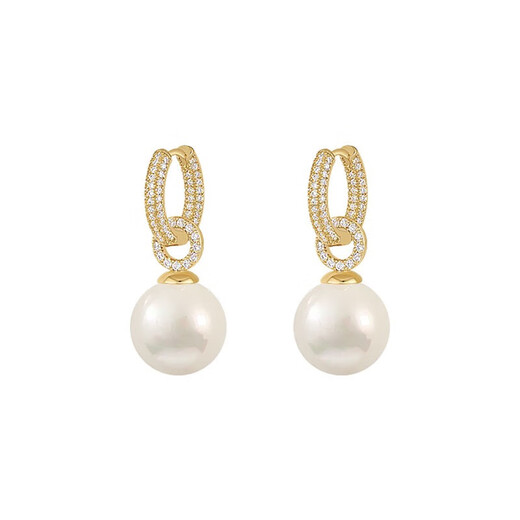 Fat Donglai 18K gold diamond large pearl earrings earrings earrings earrings women's accessories large pearl pendant earrings