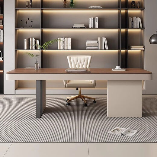 Luxurious sandalwood desk solid wood desk modern minimalist walnut decoration home study bedroom desk light luxury boss computer desk walnut desk smart power strip 120x70x75cm packed with delivery