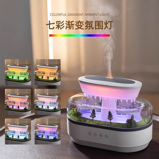 South Sandwich Aromatherapy Machine Automatic Scent Sprayer White Noise Humidifier Desktop Micro Landscape Home Bedroom Silent Colorful Ambience Light Large Fog White Noise Aromatherapy Humidifier Simulated Raindrops + Micro Landscape Silent + Z3 Bottle Essence
