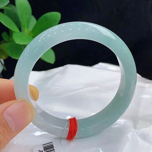 Jade Bracelet Myanmar Genuine Jade Jade Bracelet Ice Waxy Light Green Floating Flower Jade Bracelet Gao Bing Women's Gift Light Green 55mm Ring