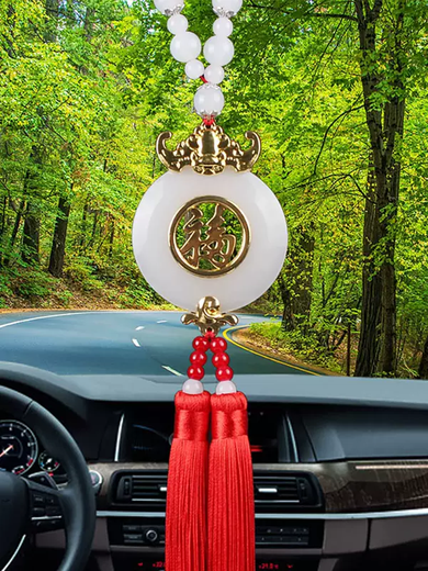 Yusenyi high-end car pendant car rearview mirror pendant 2025 Internet celebrity car pendant car high-end car hollow Ping An Fu red tassel