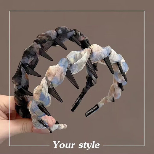 Retro sweet wavy high skull headband for women 2025 new high-end face wash hair accessory temperament headband non-slip hairpin 2 beige and pink headband