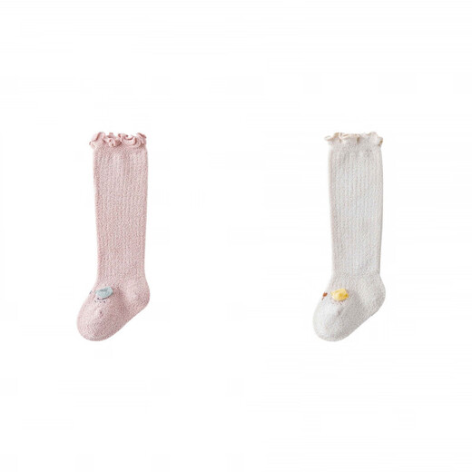 Jingyouyu baby stockings autumn and winter pure cotton newborn over-the-knee autumn and winter 0-3 months non-leg A type baby socks autumn and winter pink + khaki 2 pairs 0-6 months S size 0-6 months recommended foot length 8