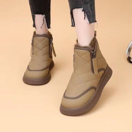 Snow boots for women 2025 fashion new winter velvet thickened warm non-slip casual versatile cotton shoes women's cotton shoes black 37