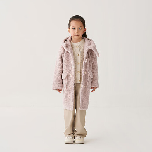 MUJI Children's Washable Fleece Horn Button Jacket Children's Boys and Girls Polar Fleece Coat 25 Winter CB31CC5A Pink 130/64A