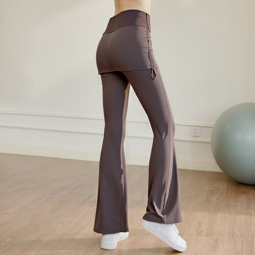 LULULMCCTN Nude Yoga Pants Women's Autumn and Winter New High Waist Hip Lifting Pilates Professional Training Sports Micro-Large Fitness Pants Almond Color L