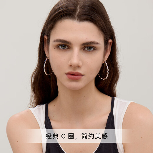 Arsis star same style Liuguang series sparkling earrings women's large hoop earrings high-end light luxury earrings as gifts for girlfriends Lingjing sparkling C-ring earrings丨large size