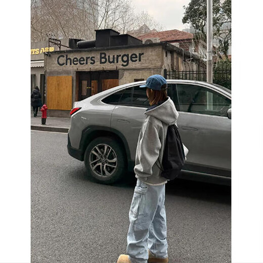 Ruyal Korean style high-end coat for women in autumn with shoulder design niche ins zipper hooded sweatshirt trendy baseball uniform light gray regular L