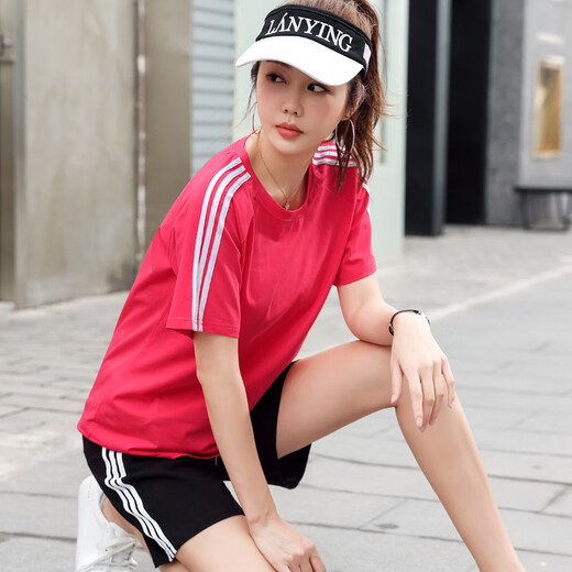 QLHX Li丨Ning Sportanzug Casual Sportswear Anzug Damen Sommer Zweiteiliger Anzug Laufen High School Aufnahmeprüfung Reiner Baumwollkörper 6623 Weißer Anzug L