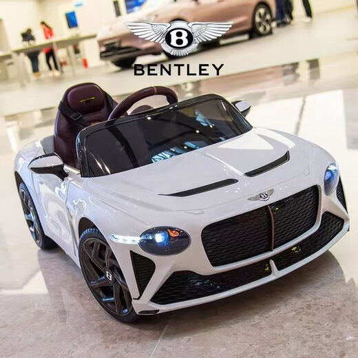 Bentley children's electric car four-wheel drive car for men and women with remote control toy car that can seat people four-wheel drive white = four-wheel drive + remote control + self-driving + swing + music +