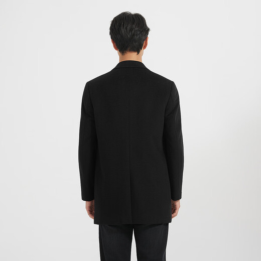 Lilang mid-length woolen coat men's wool knitted smooth wool coat jacket winter 2025 new business coat men black (24DYR3041Y) 2XL 180/96A