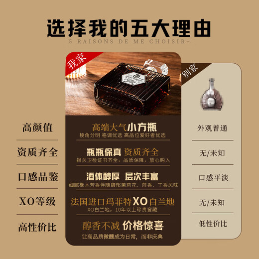 歌雅伦酒庄法国 XO白兰地 40度 700ml单瓶装 原酒进口洋酒宴请商务纯饮百搭