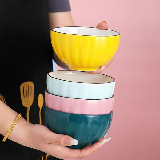 Colorful Pumpkin Rice Bowl 4.5-inch dish set household ceramic tableware underglaze color dish set Pumpkin 2 bowls random color