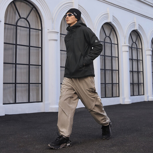 Adidas water-repellent and splash-proof casual simple comfortable hooded jacket jacket for men and women Adidas official light sports black M