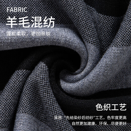 LangSha scarf men's scarf wool blended autumn and winter thickened and warm high-end gift box for elders, fathers and boyfriends
