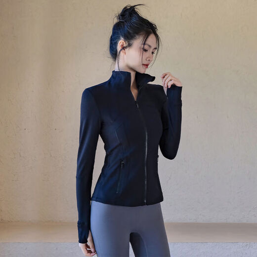 ACKDCS Slim Fit Yoga Wear Jacket Women's Autumn and Winter New Sports Jacket Top Fitness Long-Sleeved Cycling Suit Black Jacket + Sea Rock Gray Pants Suit with an Instant Discount of 10 Yuan S S