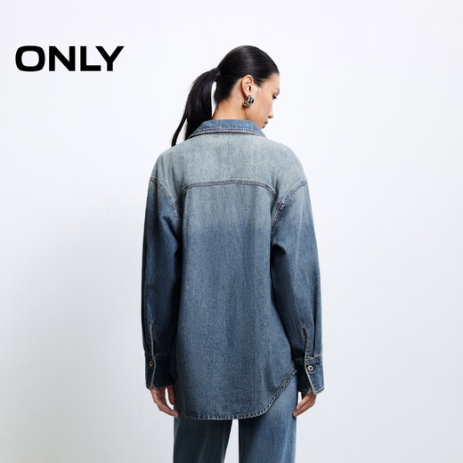ONLY 2025 Autumn Fashionable Personalized Rhinestone Loose Gradient Washed Denim Shirt for Women|125362004