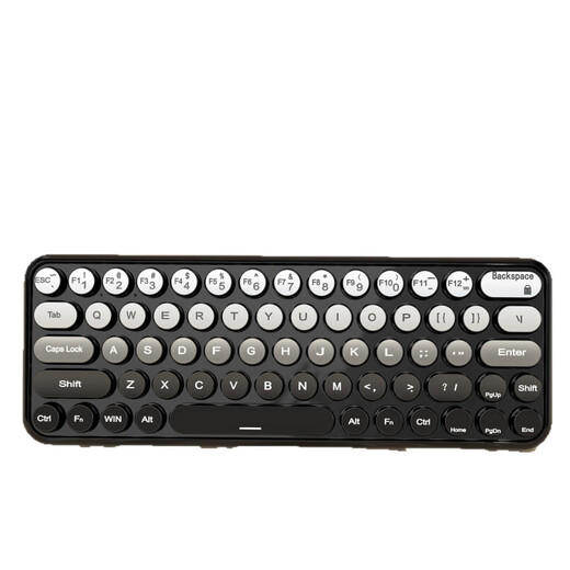 Ensemble clavier et souris Bluetooth sans fil à trois modes pour bureau unisexe pour filles - Couleur dégradée - Pour ordinateur portable - Clavier sans fil portable - Style batterie - Noir dégradé