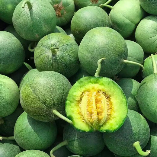 Emerald melon seeds, thin-skinned, super-sweet cantaloupe seeds, spring green-skinned, crispy melons for all seasons, early-maturing, high-yielding cantaloupe seeds, emerald melon seeds/pack, about 100 pieces, 5 packs