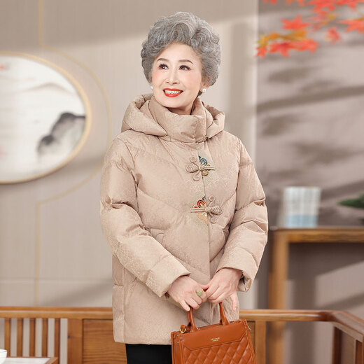 Yaya (YAYA) middle-aged and elderly mothers' down jacket hooded women's winter 2025 new style grandma and elderly clothes mid-length versatile coat