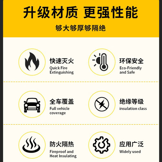 Car fire-fighting blanket, national standard certification, highly efficient flame retardant and fire-proof, new energy electric vehicle, sedan, SUV, train-proof clothing cover, fire-fighting blanket, large-size fiberglass silicone fire-proof blanket, silicone does not hurt hands, train-proof clothing, 3 meters * 4 meters (suitable for battery cars)