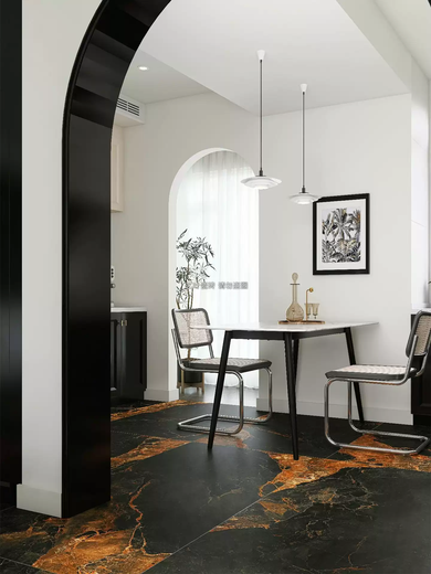 Shantou Lincun 900x1800 Guangdong matte texture brick dark gray marble tile villa guest restaurant hotel floor tile antique tanzanite blue stone wooden frame fee