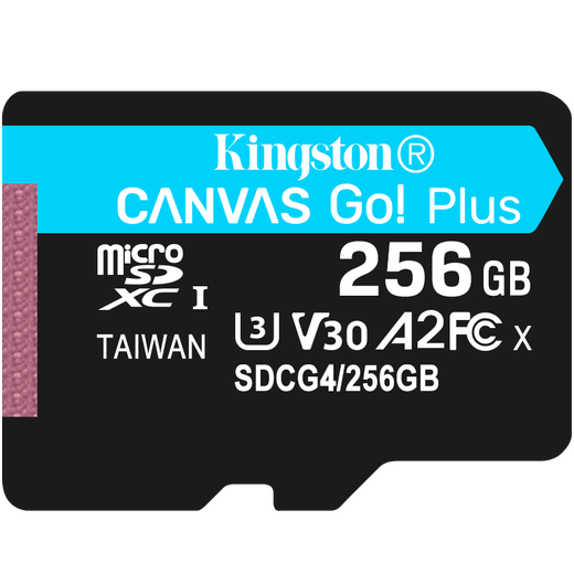 Kingston microSD CANVAS GO Plus memory card compatible with DJI pocket3 action4 5Pro 256GB