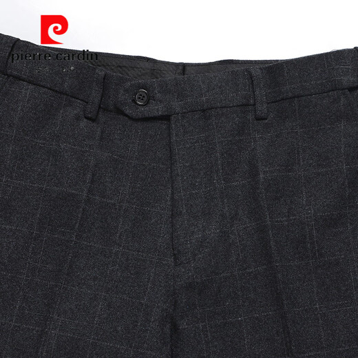 Pierre Cardin 100% pure wool suit men's autumn and winter thick style high-end no-iron business casual striped two-piece suit Gray L 170