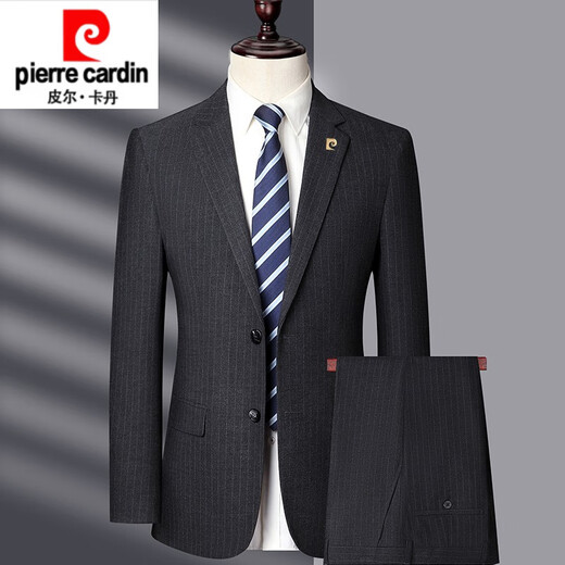 Pierre Cardin high-end no-iron suit men's high-end business casual suit jacket middle-aged men's two-piece wedding dress gray 1577 style M 170 size recommended 100 Jin Jin equals 0.5 kg -115 Jin Jin equals 0.5 kg
