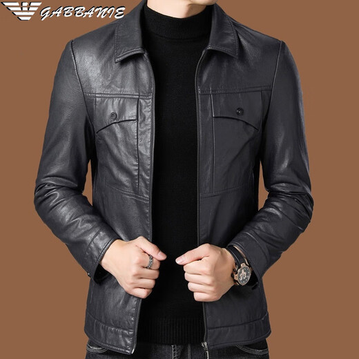 ARMANI EXCHANGE Armani элитная кожаная куртка с лацканами мужская бархатная утепленная теплая кожаная куртка среднего возраста мужская зимняя верхняя одежда AG/BL813 черный бархат M 170