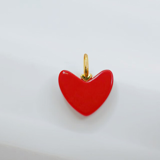 18K gold necklace, coral red, small red heart, heart-shaped pendant, birthday gift for girlfriend, small red heart necklace, female, yellow K chain