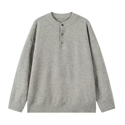 JIAYE 2026 Autumn and Winter New Cardigan Sweater American Retro Casual Lazy Style Henry Collar Sweater Men's Solid Color Jacket Dark Gray XL