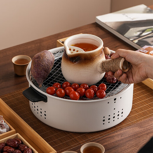 Cooking tea around the stove, roasting milk tea cans, stove, household tea-making utensils, high temperature resistance, tea stalls, tea grills, stoves, gradient stripes - small roasted milk pot + lid + 6 pumpkin cups 650ml