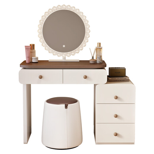 Zhixin Muwang 2025 new cream style solid wood dressing table bedroom cupboard integrated dressing table small apartment simple dressing table