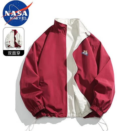 NASA MARVEL Jacket Men's Jacket Spring and Autumn Zodiac Year Stand Collar Reversible Loose Casual Top Black M