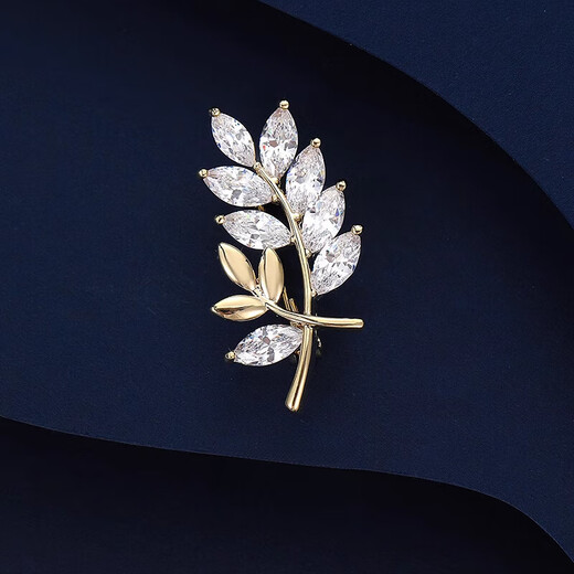SNQP leaf brooch for women, delicate leaves, small corsage brooch, trendy birthday gift, champagne gold