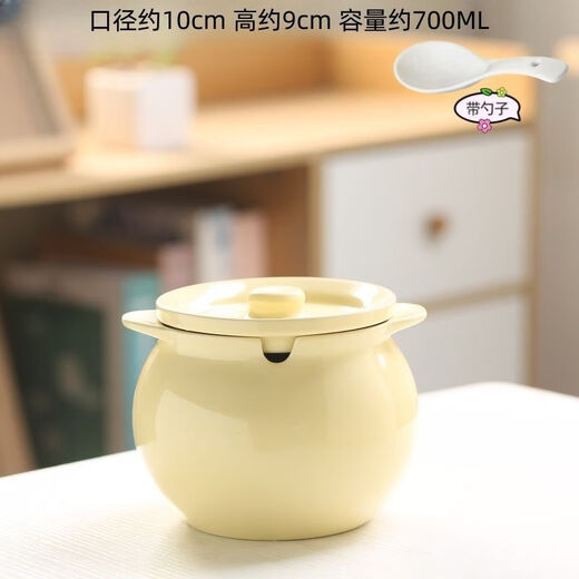 FANCYCHIC ceramic canned lard, high temperature resistant lard can with lid, spicy pepper jar, chili jar, oil storage jar, kitchen household, high temperature resistant, large capacity, large three-piece set, milk green 1400ML + lid + spoon