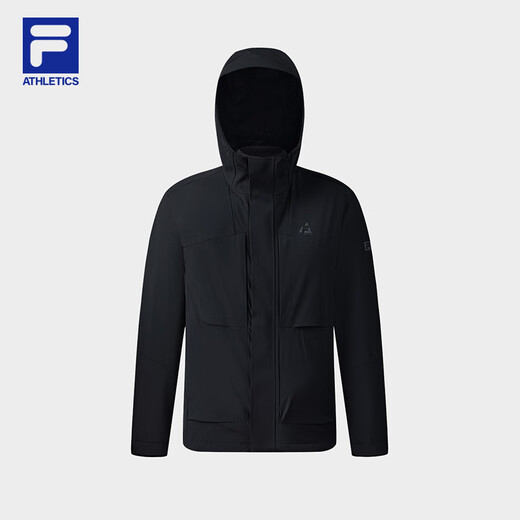 FILA Official Breathing Shell Woven Jacket Two-piece Men's Top 2025 Winter New Sports Outdoor Jacket Dark Black-BK L 175/96A/L