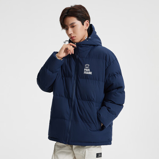 Paul Frank Paul Frank Winter Men's Cotton Hooded Solid Color Velvet Thickened Jacket Dark Blue M