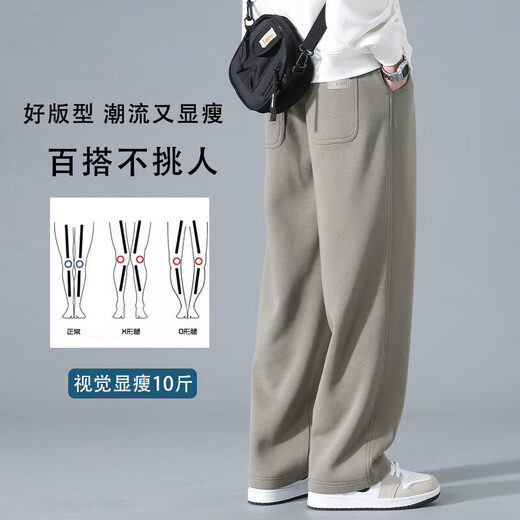 Baleno BALENOS&K series new American loose drape sports pants for men in autumn and winter plus velvet wide-leg casual pants for men 9209 navy plus velvet XL 130Jin Jin equals 0.5kg to 150Jin Jin equals 0.5kg Can be worn
