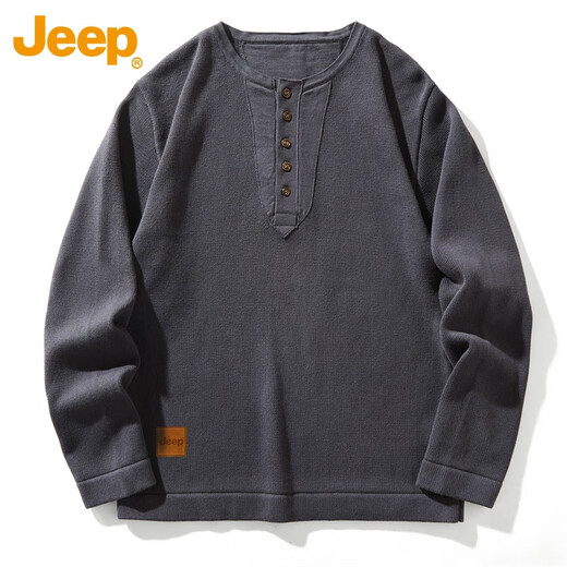 JEEP Jeep Henry Collar Sweater Men's Undershirt Autumn and Winter New Loose Bottoming Sweater Men's Spring and Autumn 2319 Blue Gray Jeep Official S _ 70-89Jin Jin equals 0.5 kg