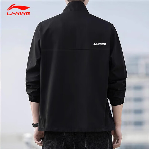Li Ning (LI-NING) Jacket Men's Spring and Autumn New Running Outdoor Sports Stand Collar Top Men's Loose Casual Autumn Jacket Men's Black Stand Collar Sports Jacket M /170 (105-125Jin Jin equals 0.5 kg)