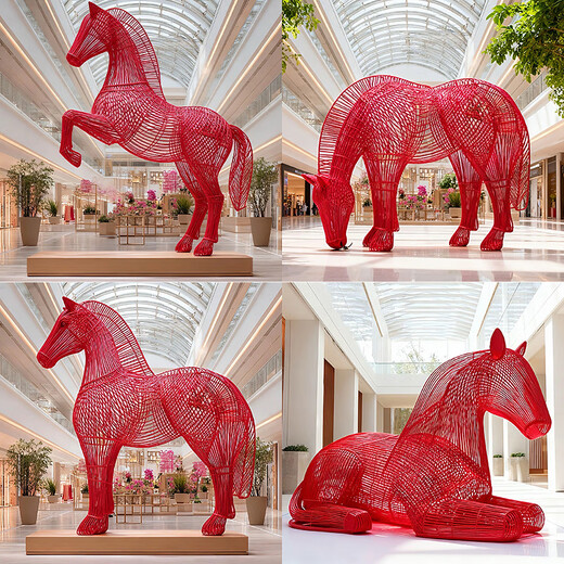 Huiqi Shangpin stainless steel hollow luminous horse sculpture outdoor courtyard garden night scene community square lighting decoration garden ornaments can be customized