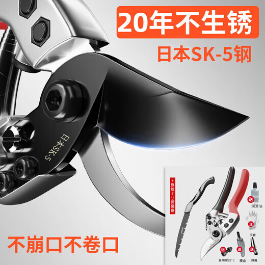 Li Shen Japanese Seiko sk5 special scissors for cutting branches, pruning shears, garden fruit trees, household thick branch gardening pruning scissors, Japanese sk5 steel + large folding saw