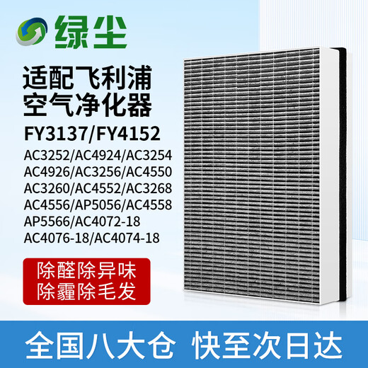 Green dust adapted to Philips air purifier filter element FY3137/FY4152/AC3252/54/56/4924/26/4550/52/56/AC4072/18