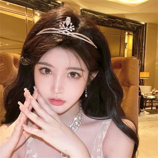 Bai Qixin crown tiara for birthday little princess student adult ceremony super fairy round 18-year-old crown bride wedding gift double ring crown