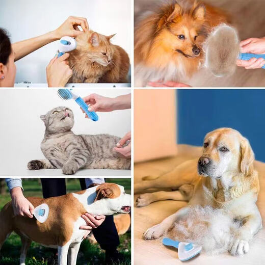 Cat and dog comb to remove floating hair artifact, pet-specific long hair cleaning comb to thin the lint and remove artifact, peach powder, one-click self-cleaning with protective beads