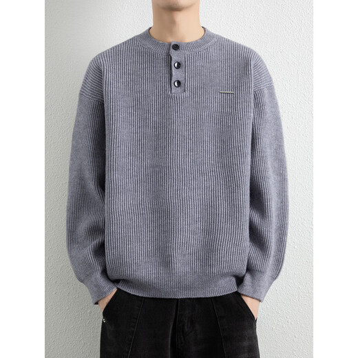 Falling sweater men's new autumn and winter loose round neck white sweater with sweater for boys Henry shirt handsome WE25621 caramel M recommended 95-115Jin Jin equals 0.5 kg