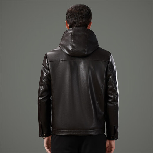 KBXNG Jinba 2025 New Winter Velvet Thickened Leather Jacket Men's Genuine Leather Middle-aged and Elderly Dad's Leather Jacket with Fur Integrated Black 8036 Model M 170